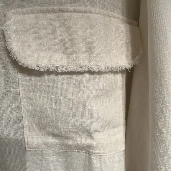 NWT H&M Linen Blend Raw Hem Button Down - Picture 3 of 6